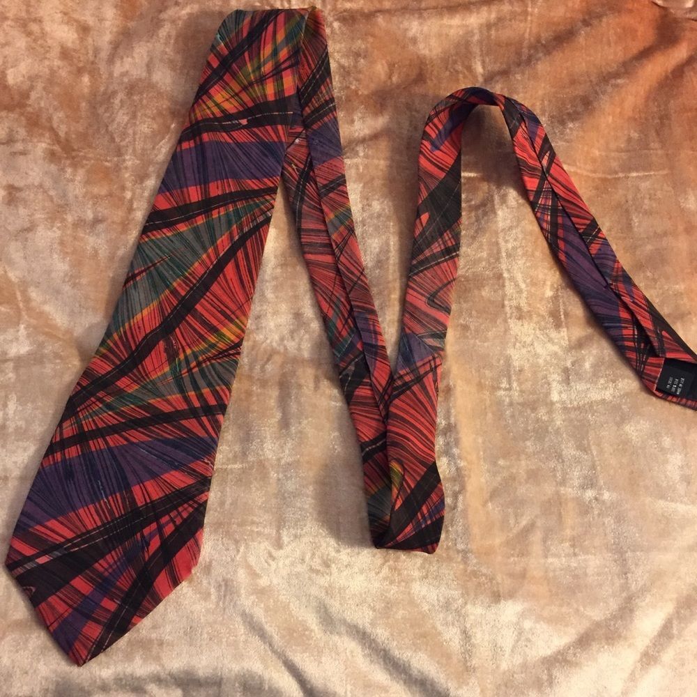 MOTH Hand Marbled Silk Tie Red